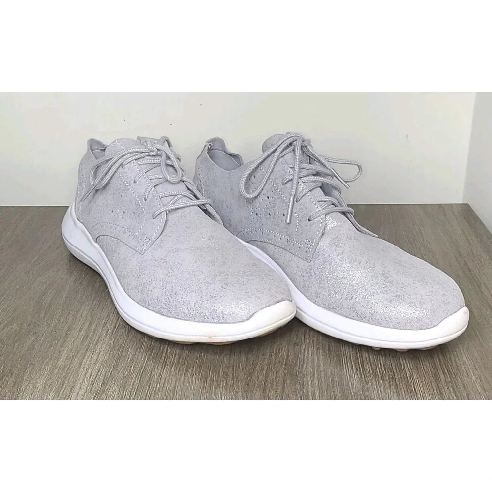 FootJoy Flex LX Golf Shoes Womens 9M Silver Metallic Spikeless FJ Leather Foam
